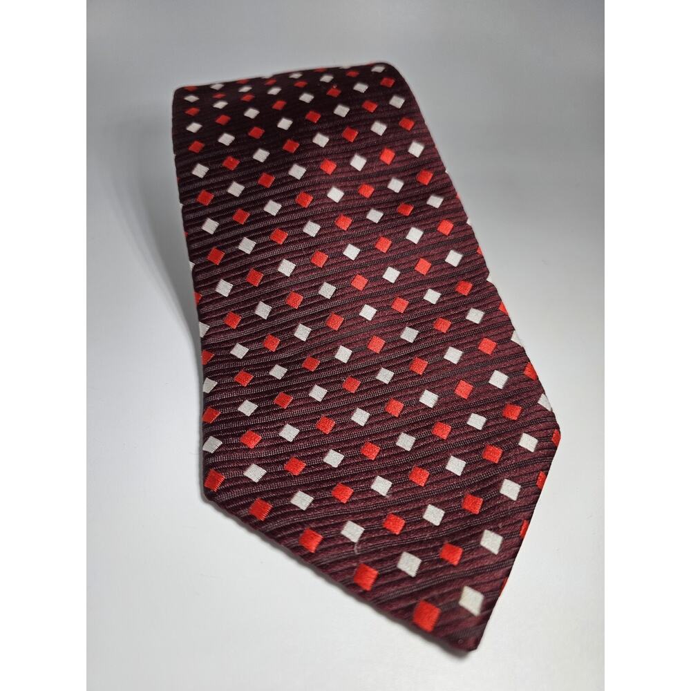 Vintage Don Loper Of California Red 60s 70s Geometric Poly Neck Tie 56 1/2x4 1/4